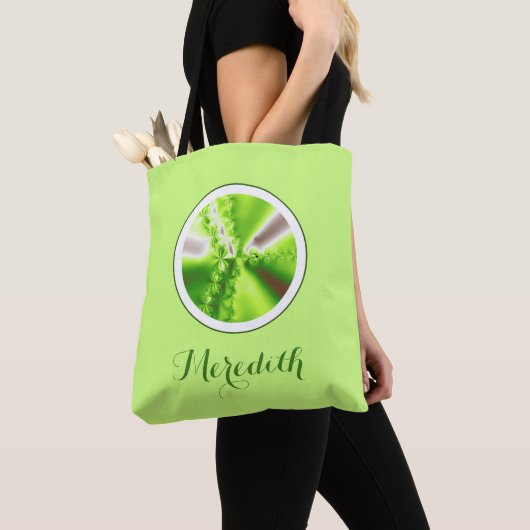 Gepersonaliseerde groene lippenfractaal met naam tote bag (Dichtbij)