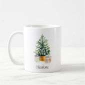 Gepersonaliseerde groene minimale kerstboom koffiemok (Links)