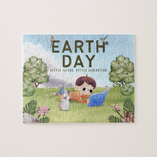 Gepersonaliseerde groene minimalistische Waterverf Legpuzzel (Horizontaal)