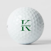 Gepersonaliseerde Groene Monogram Eenvoudige Title Golfballen (Voorkant)