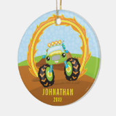 Gepersonaliseerde Groene Monster Truck Boy Kerstmi Keramisch Ornament (Links)