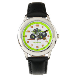 Gepersonaliseerde Groene Monster Truck Educatief Horloge