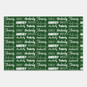 Gepersonaliseerde groene naam Lettertype Collage K Inpakpapier Vel (Voorkant)