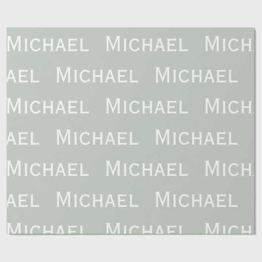 Gepersonaliseerde Groene Naam Sage Cadeaupapier (Vlak)