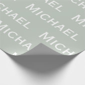 Gepersonaliseerde Groene Naam Sage Cadeaupapier (Hoek)