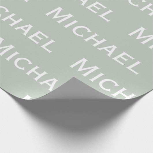 Gepersonaliseerde Groene Naam Sage Cadeaupapier (Hoek)