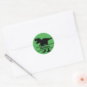 Gepersonaliseerde Groene Naam T-Rex Ronde Sticker (Envelop)