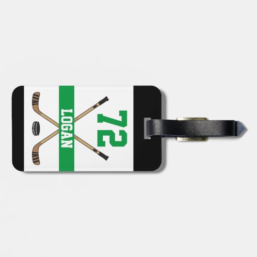 Gepersonaliseerde Groene Naam van de Speler van de Bagagelabel (Achterkant horizontaal)