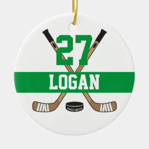 Gepersonaliseerde Groene Naam van de Speler van de Keramisch Ornament