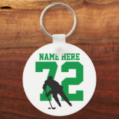 Gepersonaliseerde Groene Naam van de Speler van de Sleutelhanger (Voorkant)