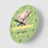 Gepersonaliseerde groene ogen Teddy ronde wandklok (Hoek)