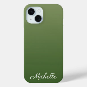 Gepersonaliseerde groene ombre iPhone 15 case