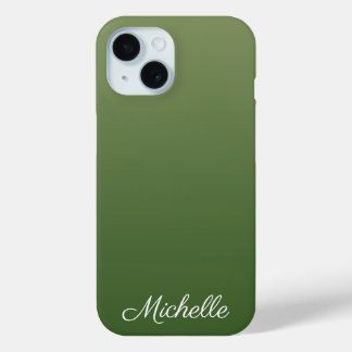 Gepersonaliseerde groene ombre iPhone 15 case
