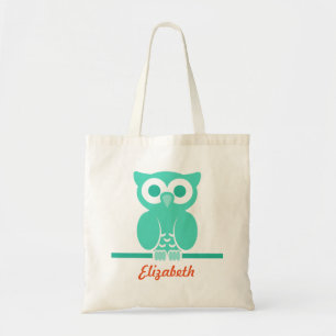 Gepersonaliseerde Groene Owl kinder Tote Bag