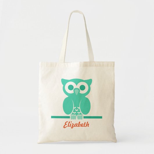 Gepersonaliseerde Groene Owl kinder Tote Bag (Voorkant)