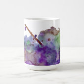 Gepersonaliseerde Groene & Paarse Waterverf Splatt Koffiemok (Center)