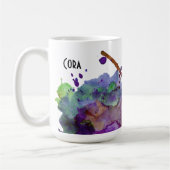 Gepersonaliseerde Groene & Paarse Waterverf Splatt Koffiemok (Links)