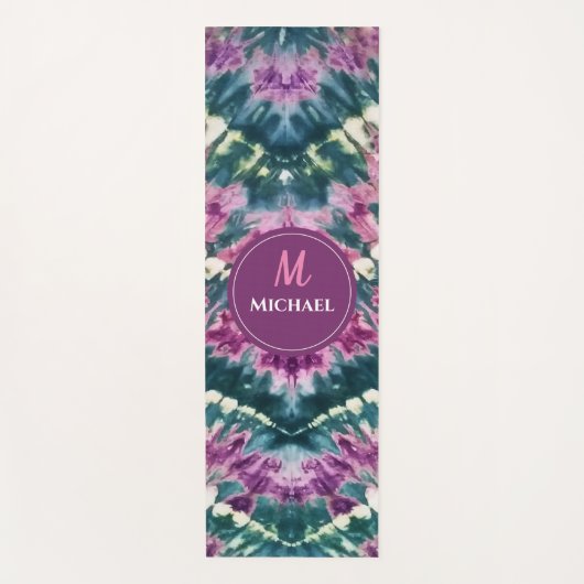 Gepersonaliseerde groene Paarse witte Bali Batik T Yogamat (Voorkant)