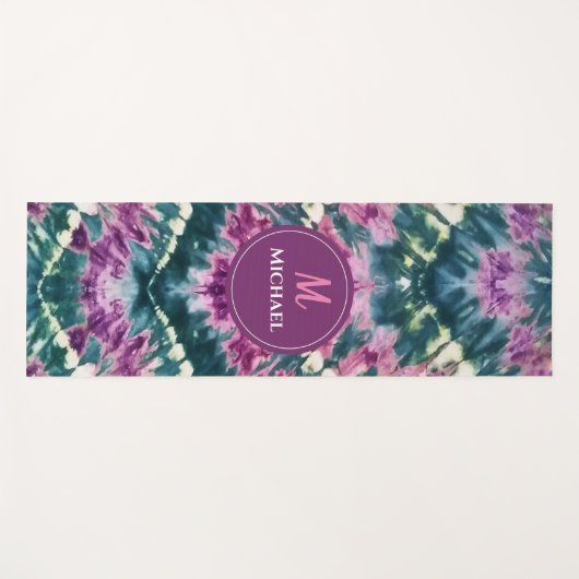 Gepersonaliseerde groene Paarse witte Bali Batik T Yogamat (Voorkant (horizontaal))