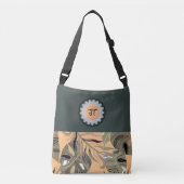  Gepersonaliseerde Groene/Perzik Canvas tas w/Leav (Voorkant)