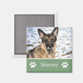 Gepersonaliseerde Groene Pet Foto Magnet (Voorkant / Achterkant)