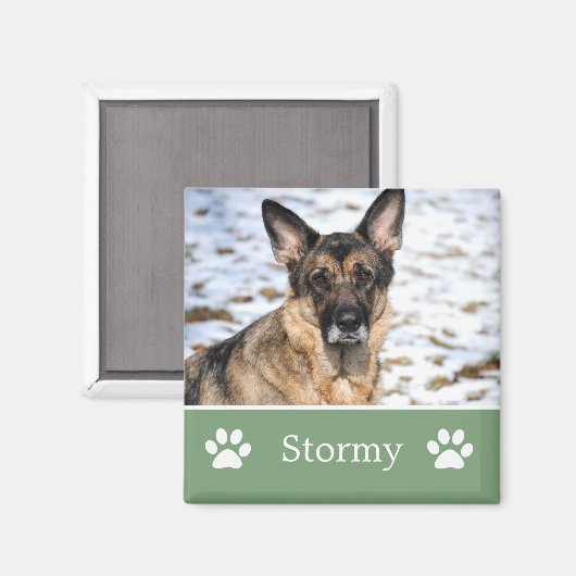Gepersonaliseerde Groene Pet Foto Magnet (Voorkant / Achterkant)