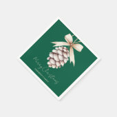 Gepersonaliseerde Groene Pinecone Kerstmis Servet (Hoek)
