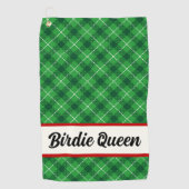 Gepersonaliseerde Groene Plaid Tartan Golf Handdoe Golfhanddoek (Voorkant)