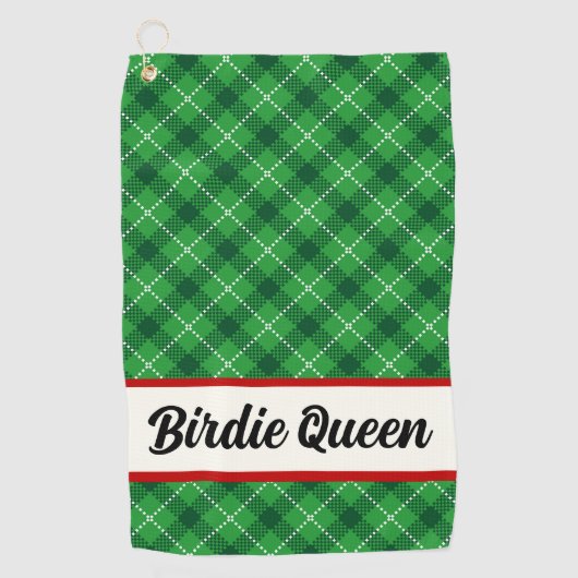 Gepersonaliseerde Groene Plaid Tartan Golf Handdoe Golfhanddoek (Voorkant)