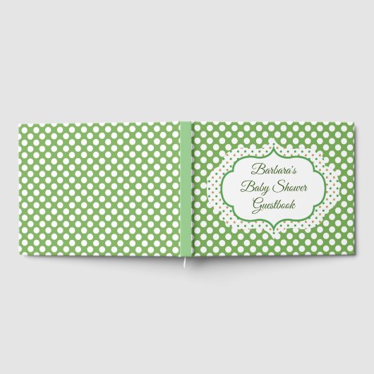 Gepersonaliseerde groene polka dot gastenboek (Volledig)