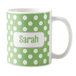 Gepersonaliseerde groene polka dot Mok