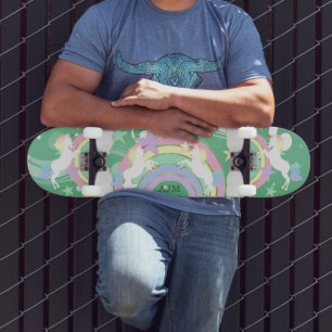 Gepersonaliseerde Groene Regenboog Unicorn  Persoonlijk Skateboard