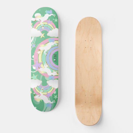 Gepersonaliseerde Groene Regenboogeenheid Persoonlijk Skateboard (Voorkant)