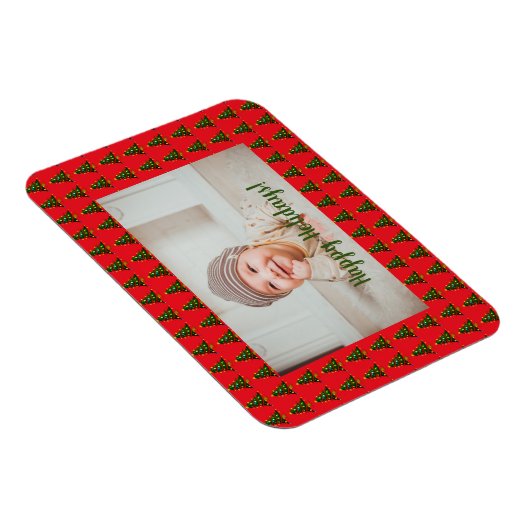 Gepersonaliseerde groene-rode kerstboom magneet (Rechterzijde)