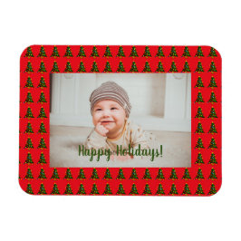 Gepersonaliseerde groene-rode kerstboom magneet