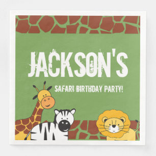 Gepersonaliseerde groene Safari Giraffe Verjaardag Servet