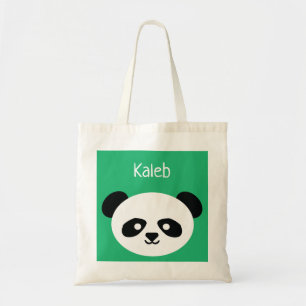 Gepersonaliseerde Groene Schattigee Panda Beer Die Tote Bag
