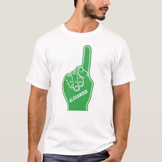 Gepersonaliseerde groene schuimvinger voor sport t-shirt (Voorkant)