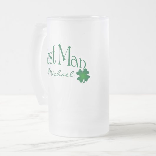 Gepersonaliseerde groene Shamrock Best Man Beer St Matglas Bierpul (Voorkant links)