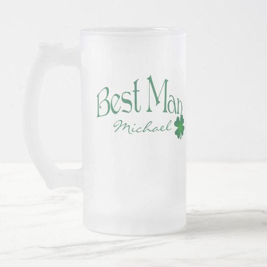 Gepersonaliseerde groene Shamrock Best Man Beer St Matglas Bierpul (Links)