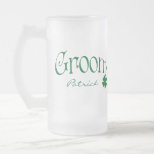 Gepersonaliseerde groene Shamrock Groom Beer Stein Matglas Bierpul