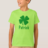 Gepersonaliseerde groene Shamrock Kinder St Patric T-shirt (Voorkant)