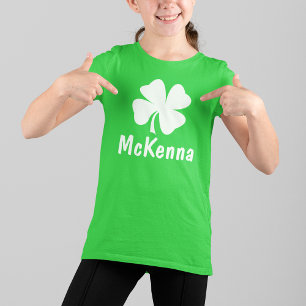 Gepersonaliseerde groene Shamrock Kinder St Patric T-shirt
