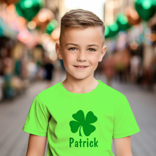 Gepersonaliseerde groene Shamrock Kinder St Patric T-shirt