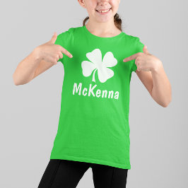 Gepersonaliseerde groene Shamrock Kinder St Patric T-shirt