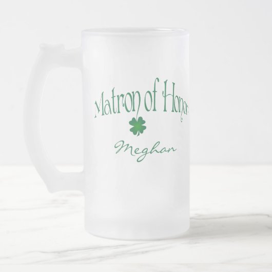 Gepersonaliseerde groene Shamrock MOH Beer Stein Matglas Bierpul (Links)