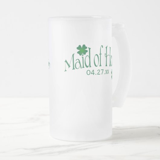 Gepersonaliseerde groene Shamrock MOH Beer Stein Matglas Bierpul (Voorkant rechts)