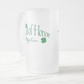 Gepersonaliseerde groene Shamrock MOH Beer Stein Matglas Bierpul (Voorkant links)