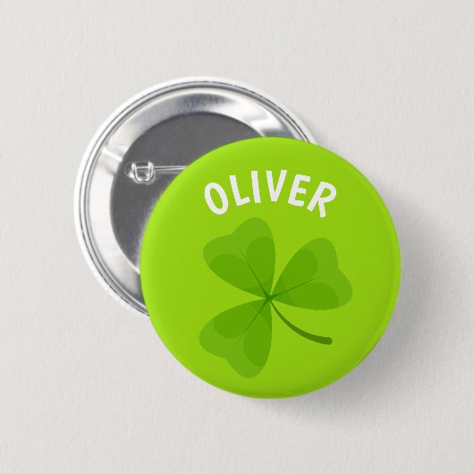 Gepersonaliseerde groene Shamrock Ronde Button 5,7 Cm (Voorkant /achterkant)