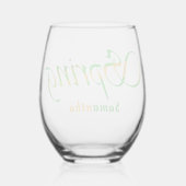 Gepersonaliseerde Groene Sinaasappel Kleurrijke Ab Wijnglas Zonder Voet (Achterkant)